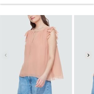 Black Tape Flutter Sleeve Ruffled Blouse in Orange